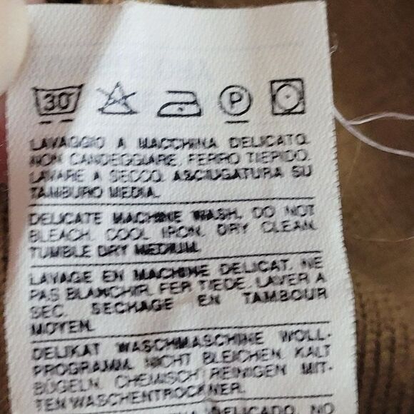 90's United Colors Of Benetton Cardigan Sweater Mini Wool Button Tie Camel XXS - Picture 9 of 10